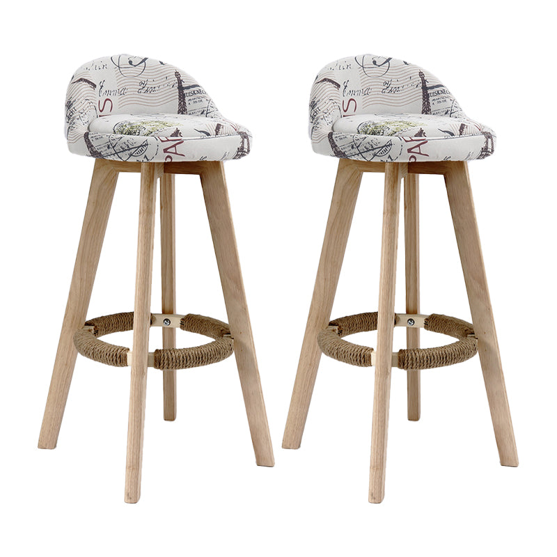 27.56" Wood Scandinavian Kitchen Dining Room Armless Stool Low Back Bar Stool