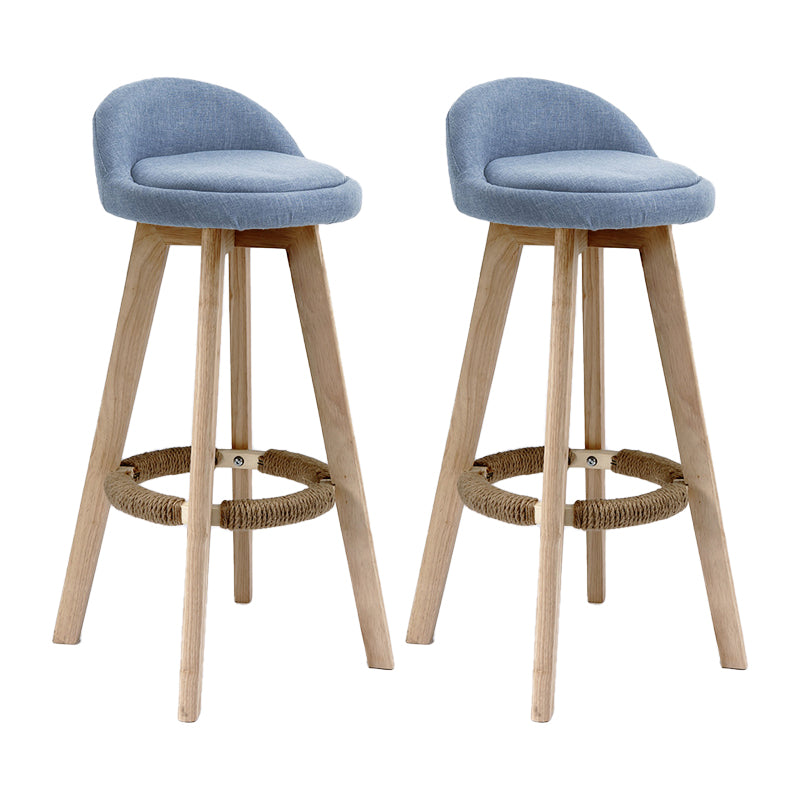 27.56" Wood Scandinavian Kitchen Dining Room Armless Stool Low Back Bar Stool