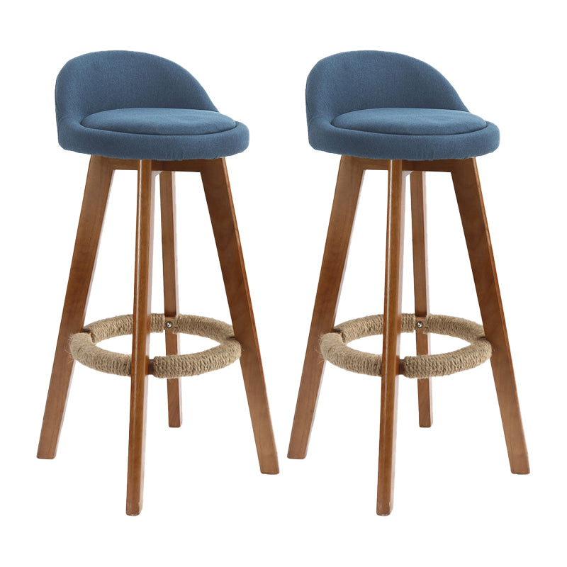 27.56" Wood Scandinavian Kitchen Dining Room Armless Stool Low Back Bar Stool