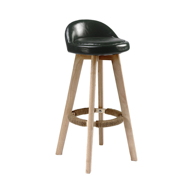 27.56" Wood Scandinavian Kitchen Dining Room Armless Stool Low Back Bar Stool