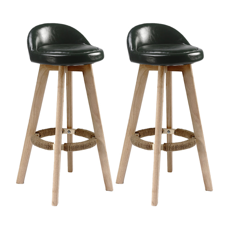 27.56" Wood Scandinavian Kitchen Dining Room Armless Stool Low Back Bar Stool