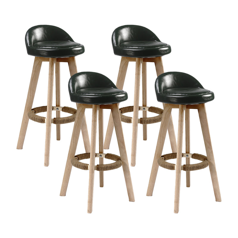 27.56" Wood Scandinavian Kitchen Dining Room Armless Stool Low Back Bar Stool