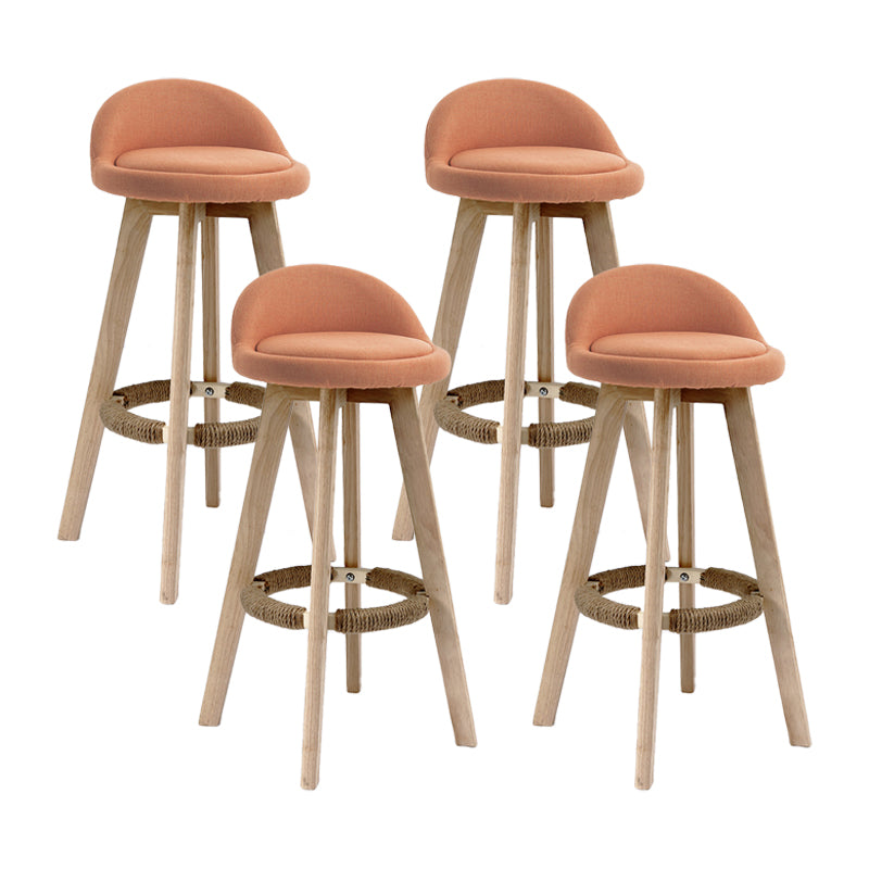27.56" Wood Scandinavian Kitchen Dining Room Armless Stool Low Back Bar Stool