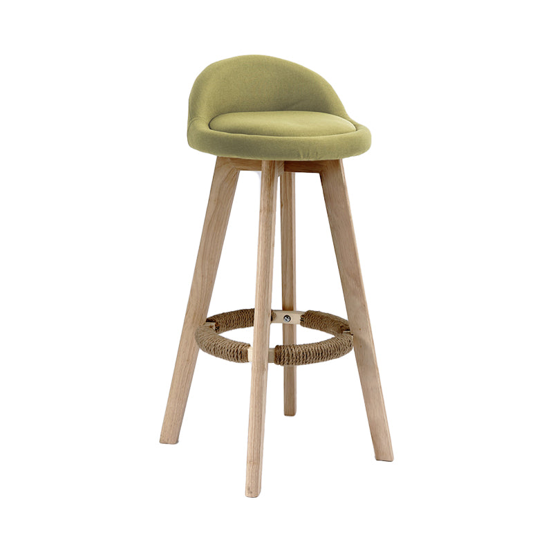 27.56" Wood Scandinavian Kitchen Dining Room Armless Stool Low Back Bar Stool