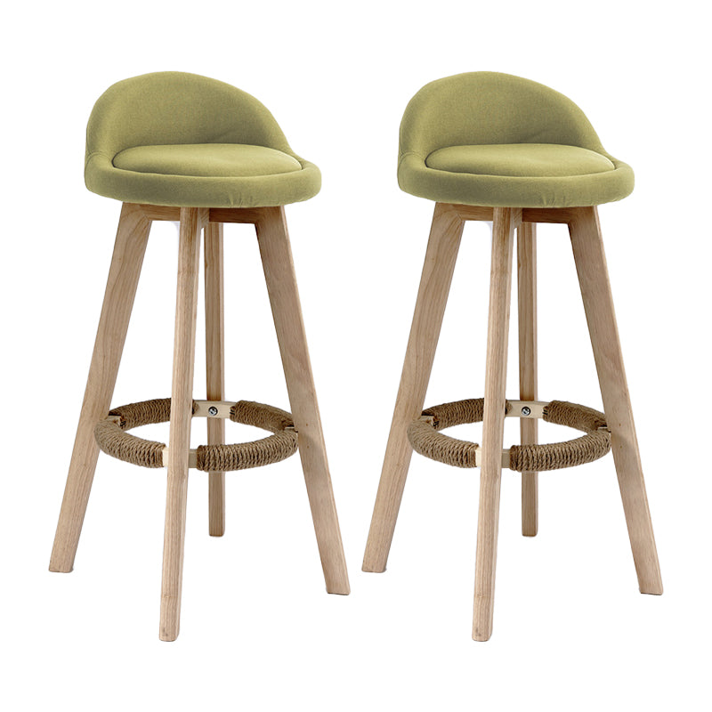 27.56" Wood Scandinavian Kitchen Dining Room Armless Stool Low Back Bar Stool