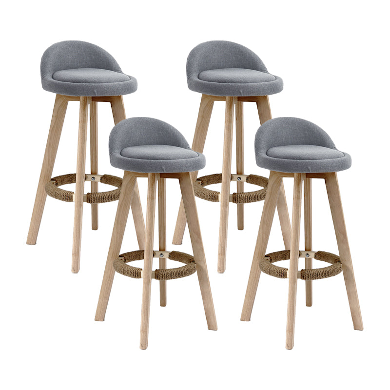 27.56" Wood Scandinavian Kitchen Dining Room Armless Stool Low Back Bar Stool