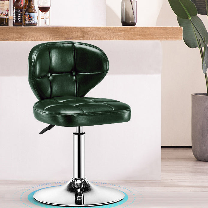 Contemporary Adjustable Bar and Counter Stool Low Back Leather Stool with Pedestal Base