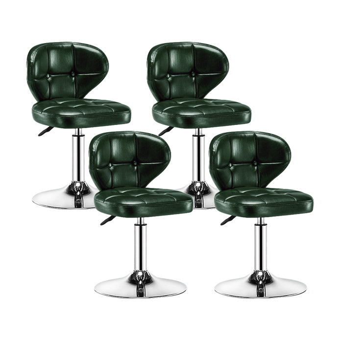 Contemporary Adjustable Bar and Counter Stool Low Back Leather Stool with Pedestal Base