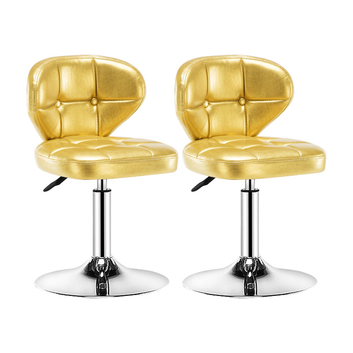 Contemporary Adjustable Bar and Counter Stool Low Back Leather Stool with Pedestal Base