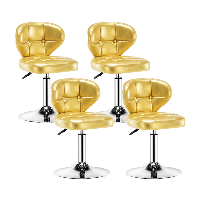 Contemporary Adjustable Bar and Counter Stool Low Back Leather Stool with Pedestal Base