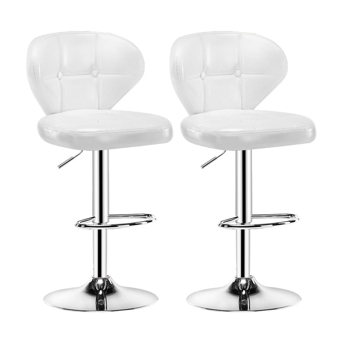 Contemporary Adjustable Bar and Counter Stool Low Back Leather Stool with Pedestal Base
