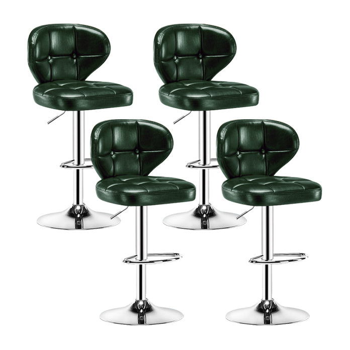 Contemporary Adjustable Bar and Counter Stool Low Back Leather Stool with Pedestal Base