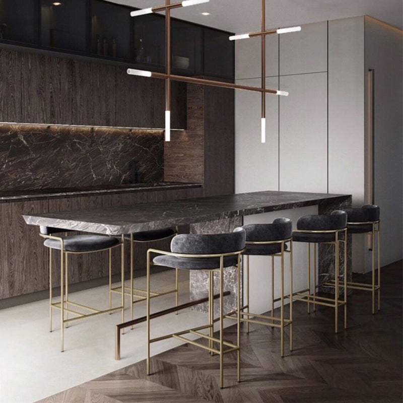 29.53" Glam Bar and Counter Stool Low Back Stool with 4 Metal Legs