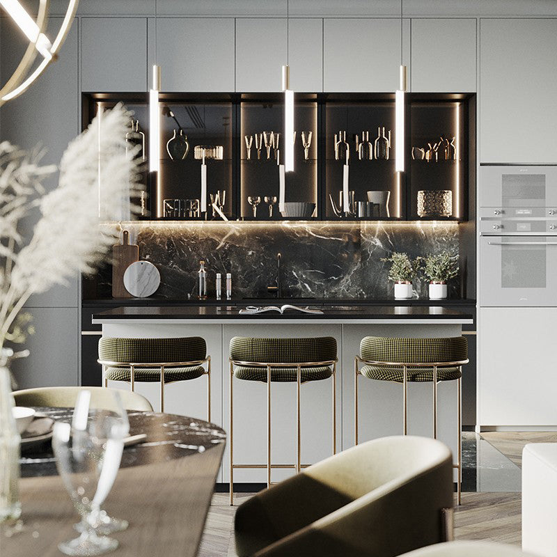 29.53" Glam Bar and Counter Stool Low Back Stool with 4 Metal Legs