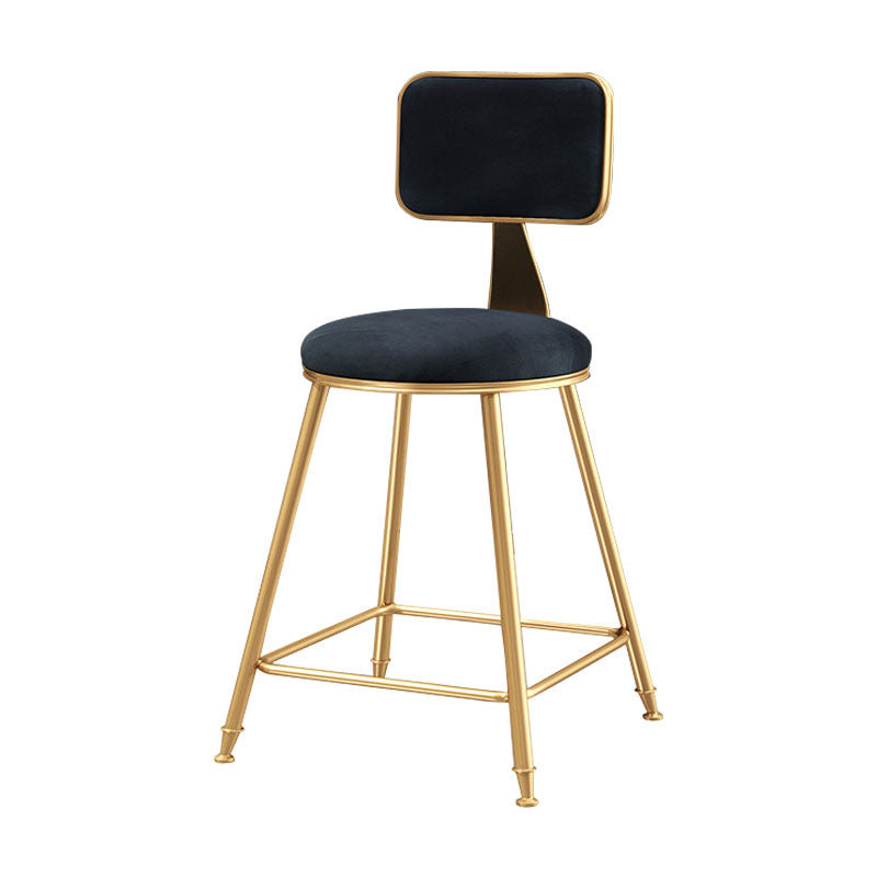 Glam Round Bar and Counter Stool Low Back Stool with 4 Legs in Gold