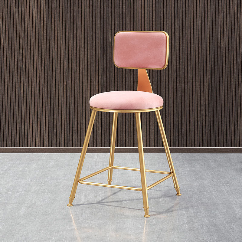 Glam Round Bar and Counter Stool Low Back Stool with 4 Legs in Gold