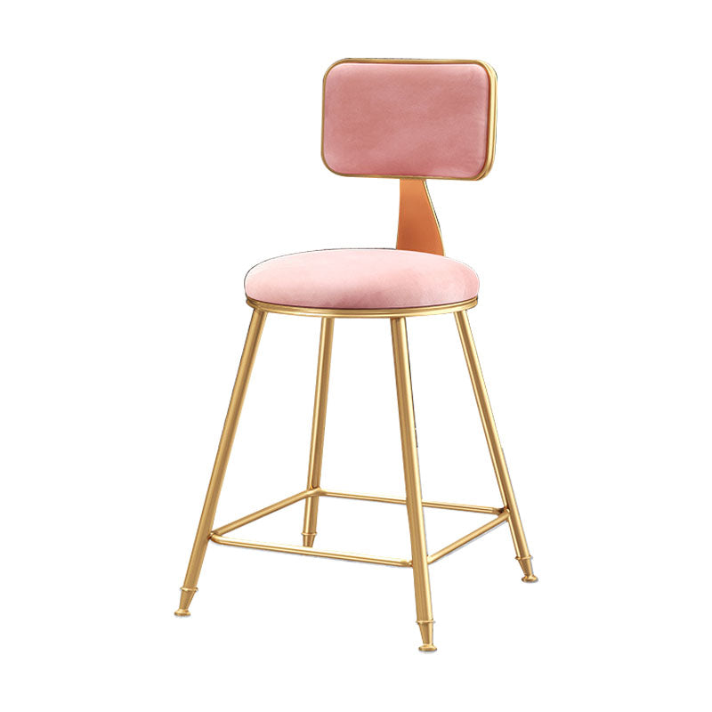 Glam Round Bar and Counter Stool Low Back Stool with 4 Legs in Gold