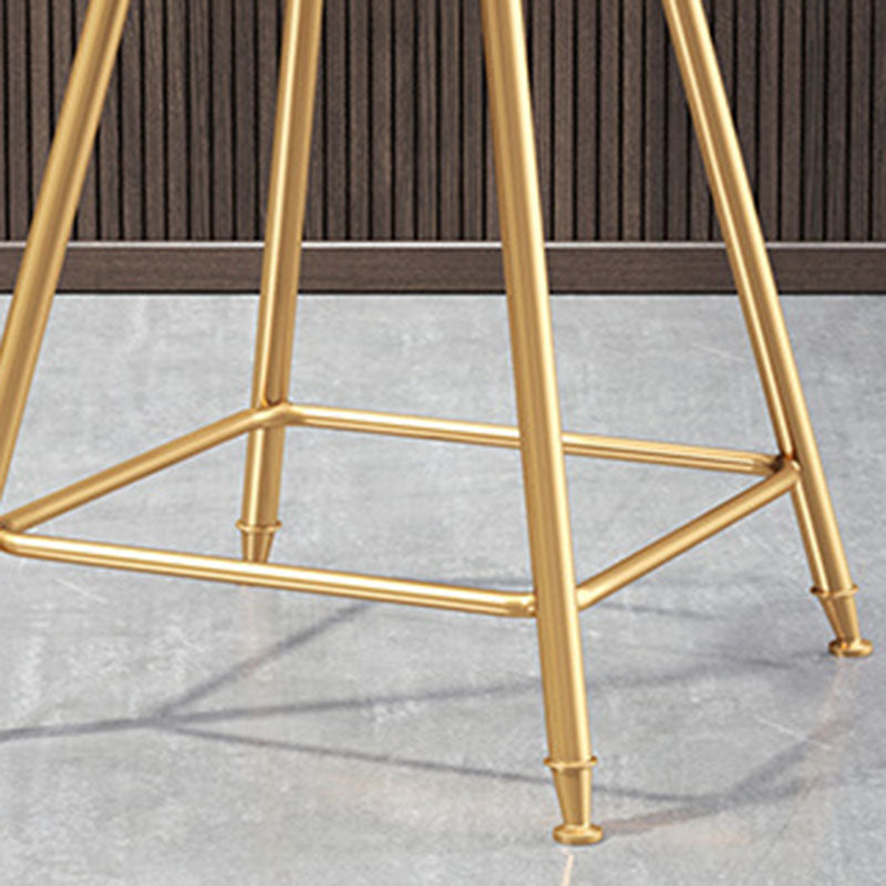 Glam Round Bar and Counter Stool Low Back Stool with 4 Legs in Gold