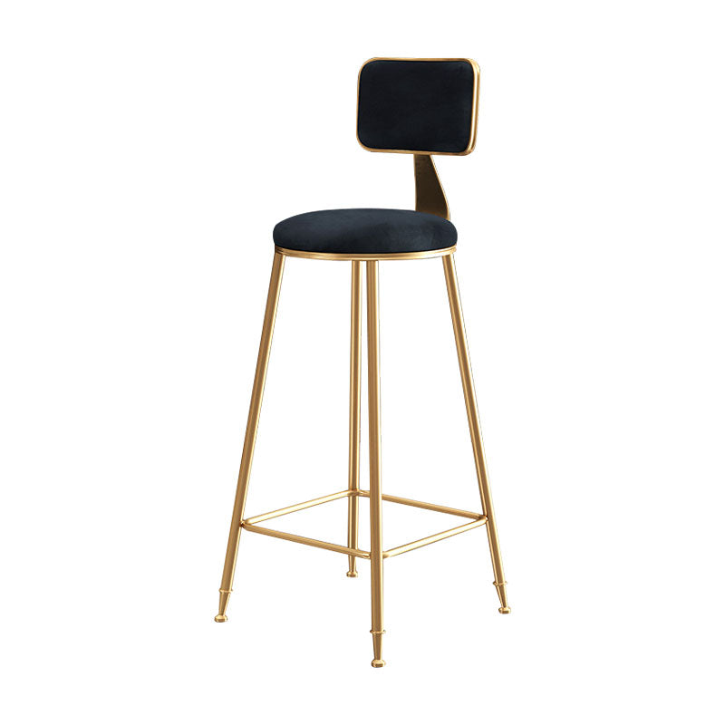 Glam Round Bar and Counter Stool Low Back Stool with 4 Legs in Gold