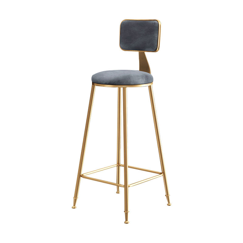 Glam Round Bar and Counter Stool Low Back Stool with 4 Legs in Gold