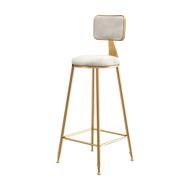 Glam Round Bar and Counter Stool Low Back Stool with 4 Legs in Gold
