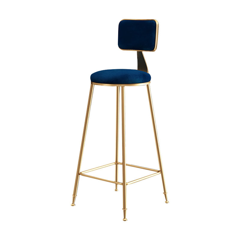 Glam Round Bar and Counter Stool Low Back Stool with 4 Legs in Gold