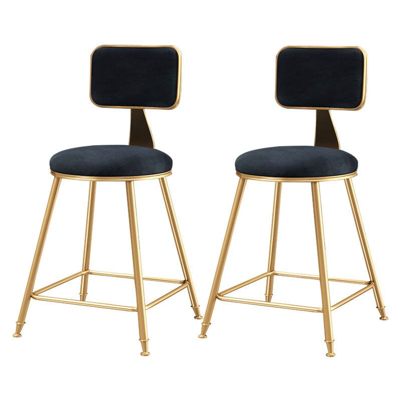 Glam Round Bar and Counter Stool Low Back Stool with 4 Legs in Gold