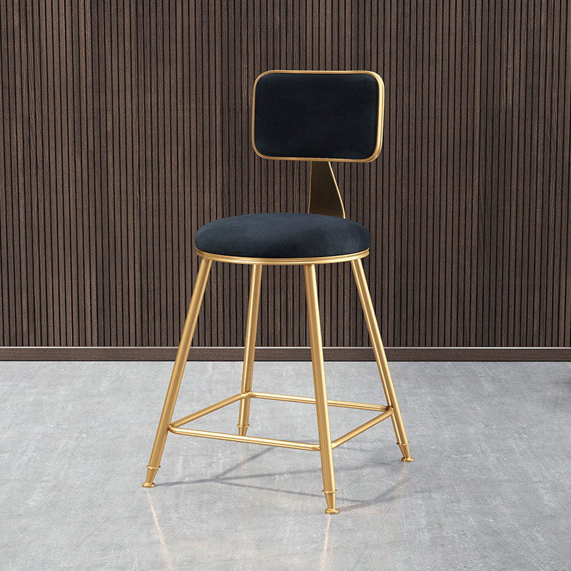 Glam Round Bar and Counter Stool Low Back Stool with 4 Legs in Gold