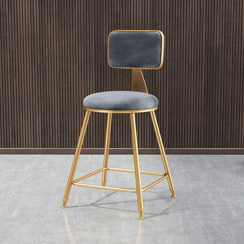 Glam Round Bar and Counter Stool Low Back Stool with 4 Legs in Gold