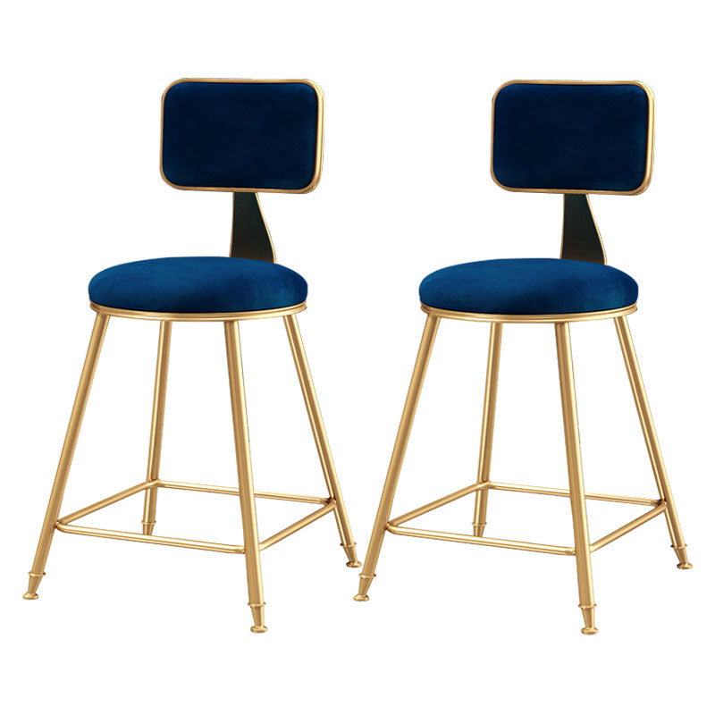 Glam Round Bar and Counter Stool Low Back Stool with 4 Legs in Gold