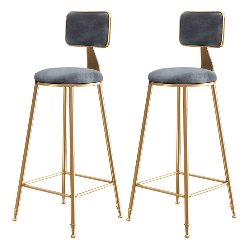Glam Round Bar and Counter Stool Low Back Stool with 4 Legs in Gold