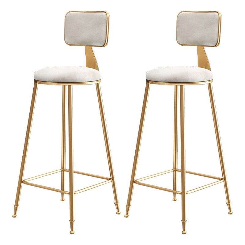 Glam Round Bar and Counter Stool Low Back Stool with 4 Legs in Gold