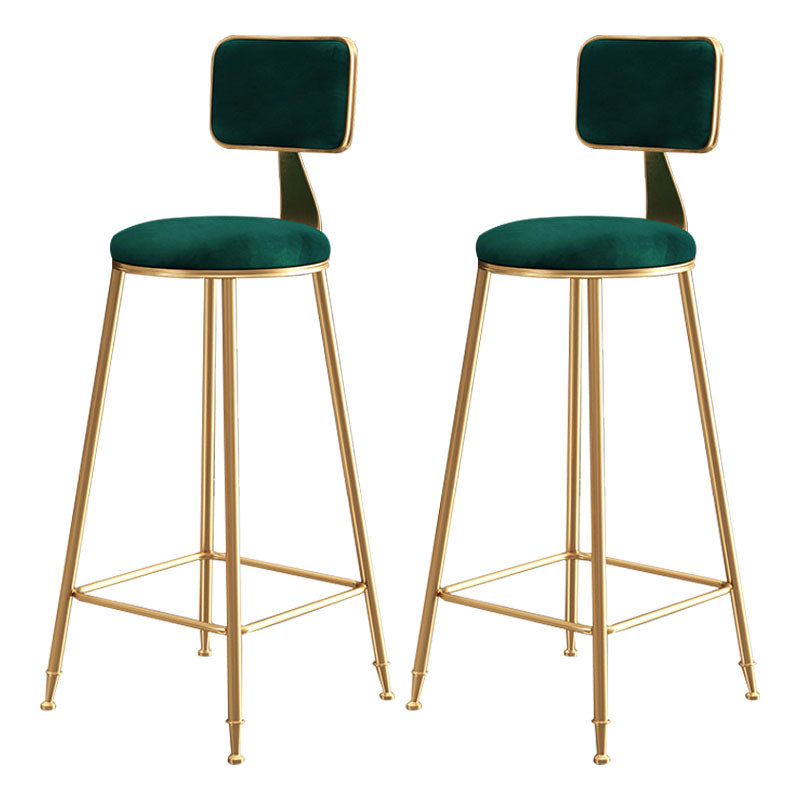 Glam Round Bar and Counter Stool Low Back Stool with 4 Legs in Gold