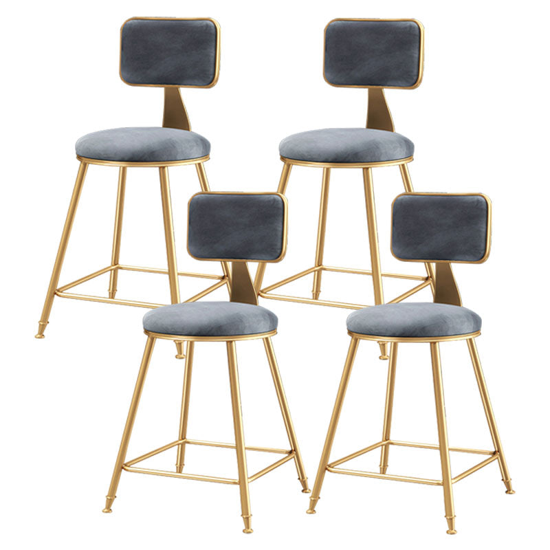 Glam Round Bar and Counter Stool Low Back Stool with 4 Legs in Gold