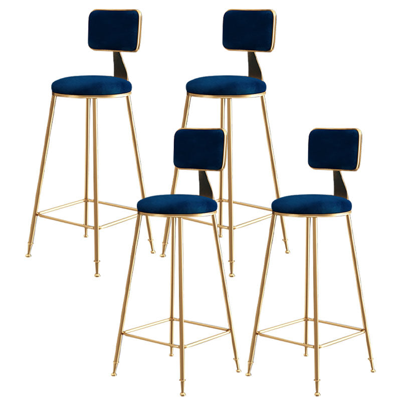 Glam Round Bar and Counter Stool Low Back Stool with 4 Legs in Gold