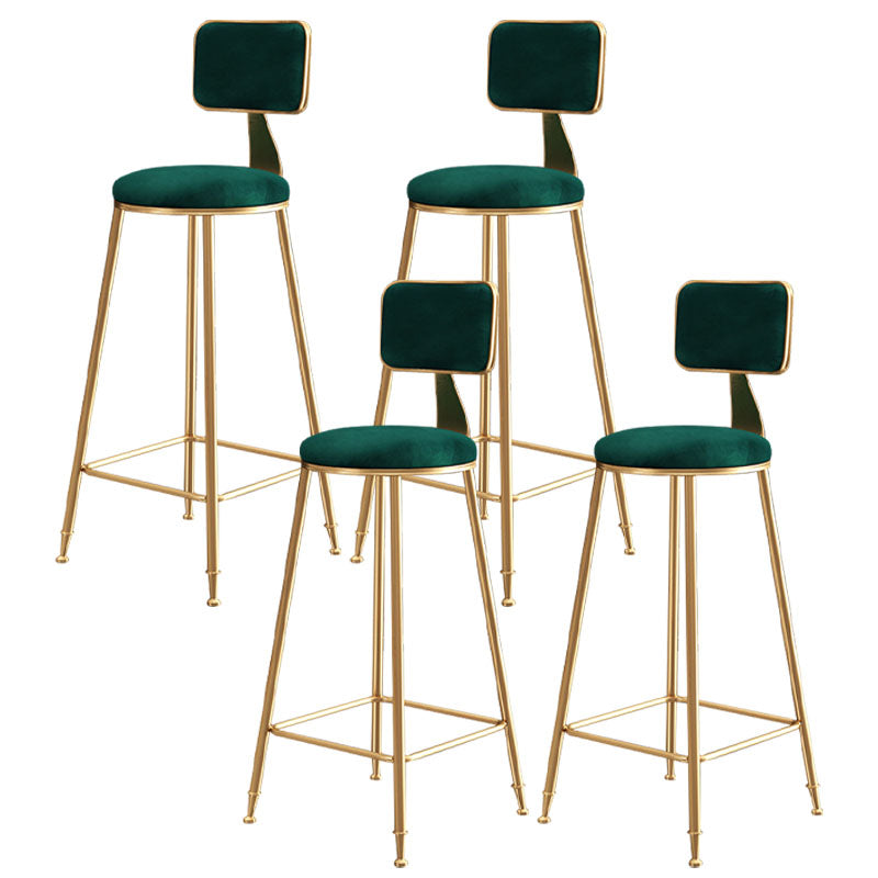 Glam Round Bar and Counter Stool Low Back Stool with 4 Legs in Gold