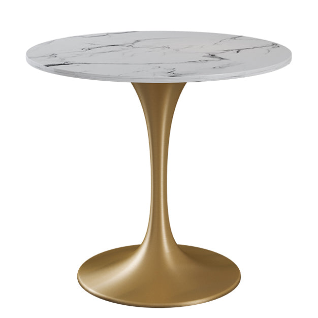 Round Sintered Stone Dining Table Traditional Luxury Dining Table with Tulip Base