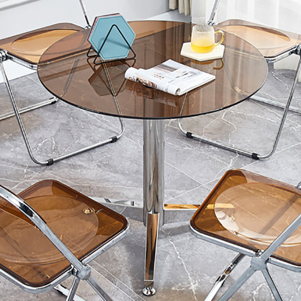 Glass Top Dining Table Modern Dining Table with Pedestal Base