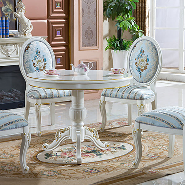 Solid Wood Victorian Round Dining Table Rubberwood Table with Pedestal Base