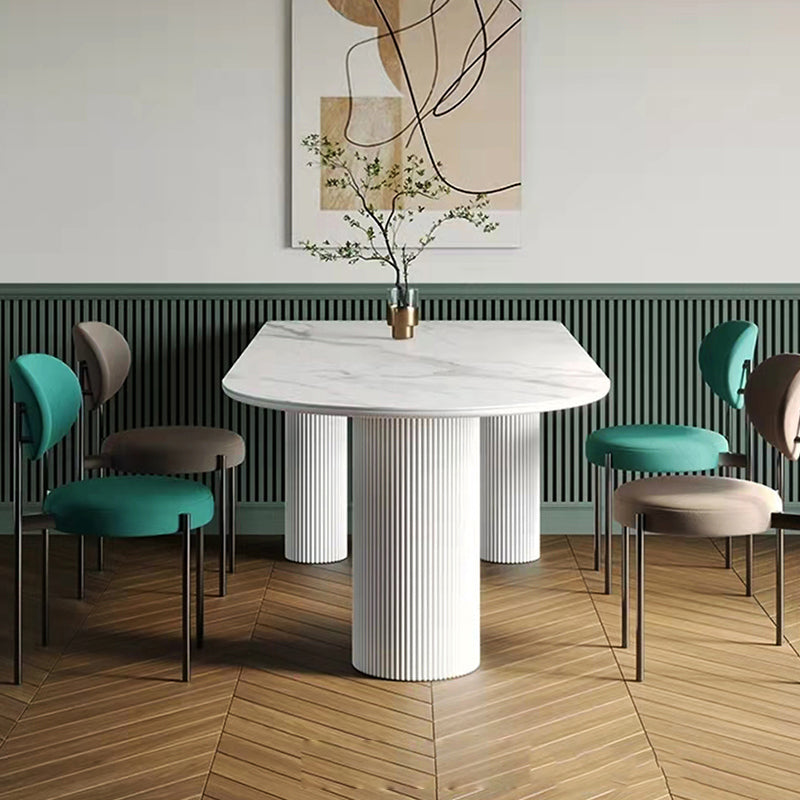 White Tripod Base Dining Table Stone Top Modern Dining Room Kitchen Table