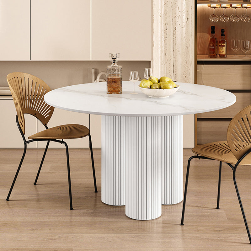 Round Standard Height Dining Table Modern White Wood Dining Site Table