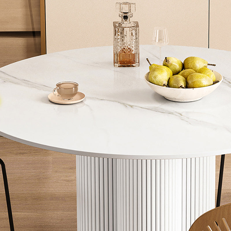 Round Standard Height Dining Table Modern White Wood Dining Site Table