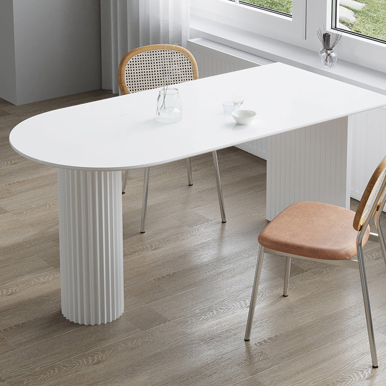 Dining Room Kitchen Table Modern Oval Solid Wood Double Pedestal Table
