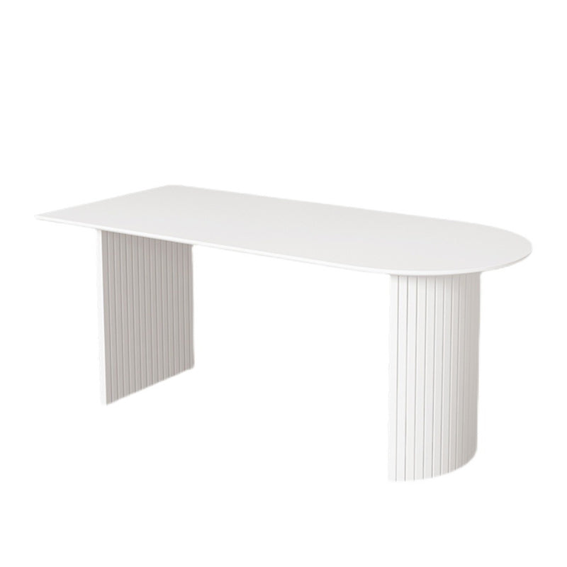 Stone Top Table Contemporary Dining Table with Sled Base in White