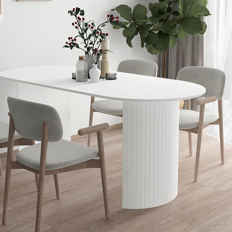 Stone Top Table Contemporary Dining Table with Sled Base in White