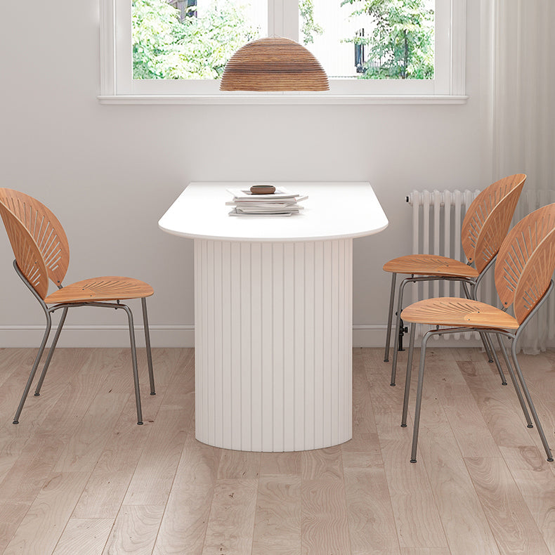 Stone Top Table Contemporary Dining Table with Sled Base in White