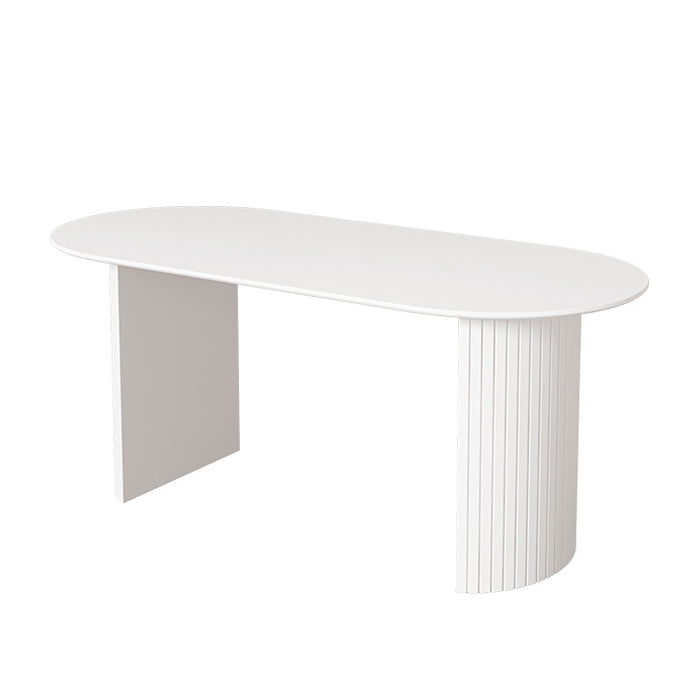 Stone Top Table Contemporary Dining Table with Sled Base in White