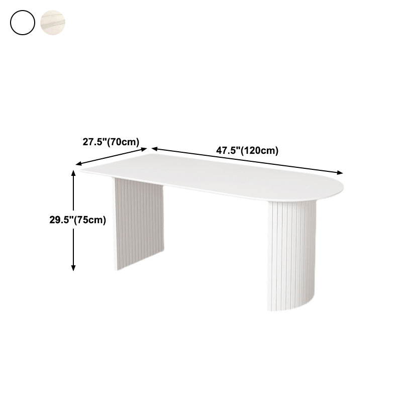 Stone Top Table Contemporary Dining Table with Sled Base in White