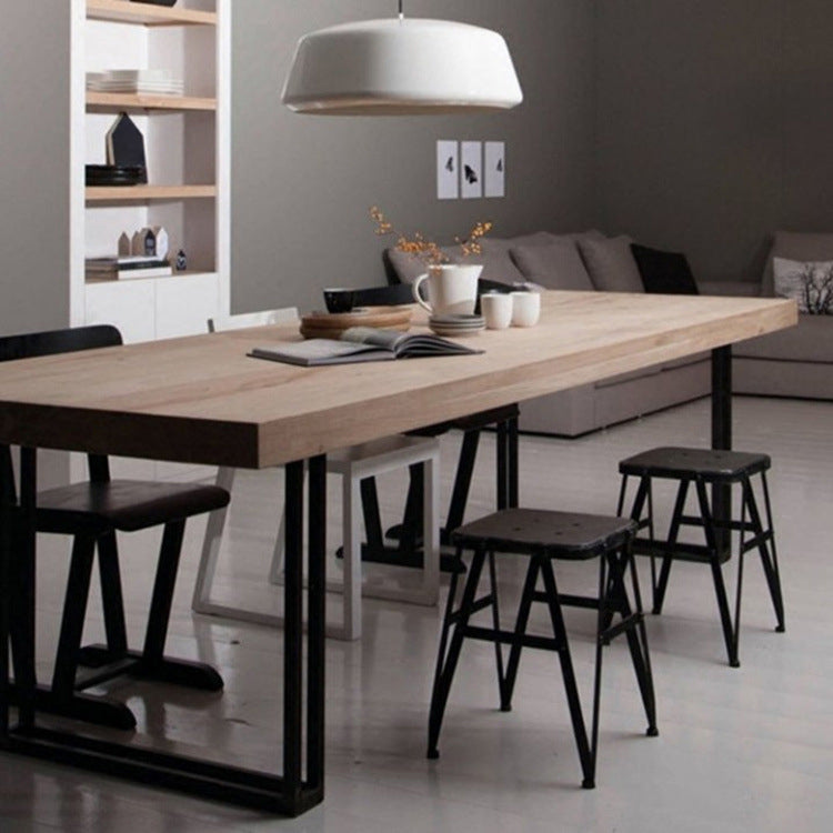 Industrial Home Solid Wood Table 29-inch Rectangle Double Pedestal Dining Table