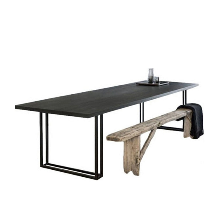 Industrial Home Solid Wood Table 29-inch Rectangle Double Pedestal Dining Table